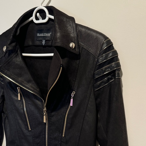Frank Lyman Black Leatherette Jacket - Picture 5 of 12